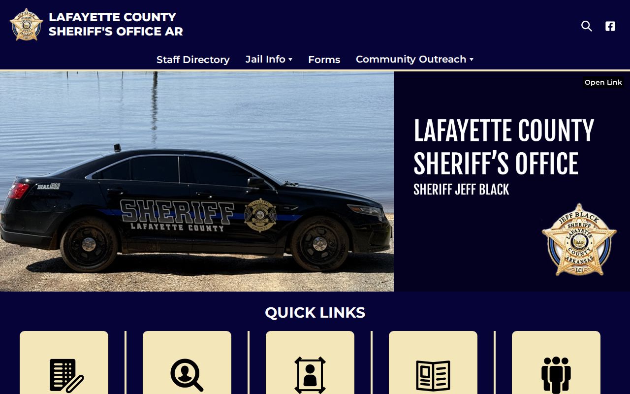 Lafayette County Sheriff website and app entry page